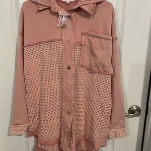 Pink Hooded Button-Up Oli & Hali New